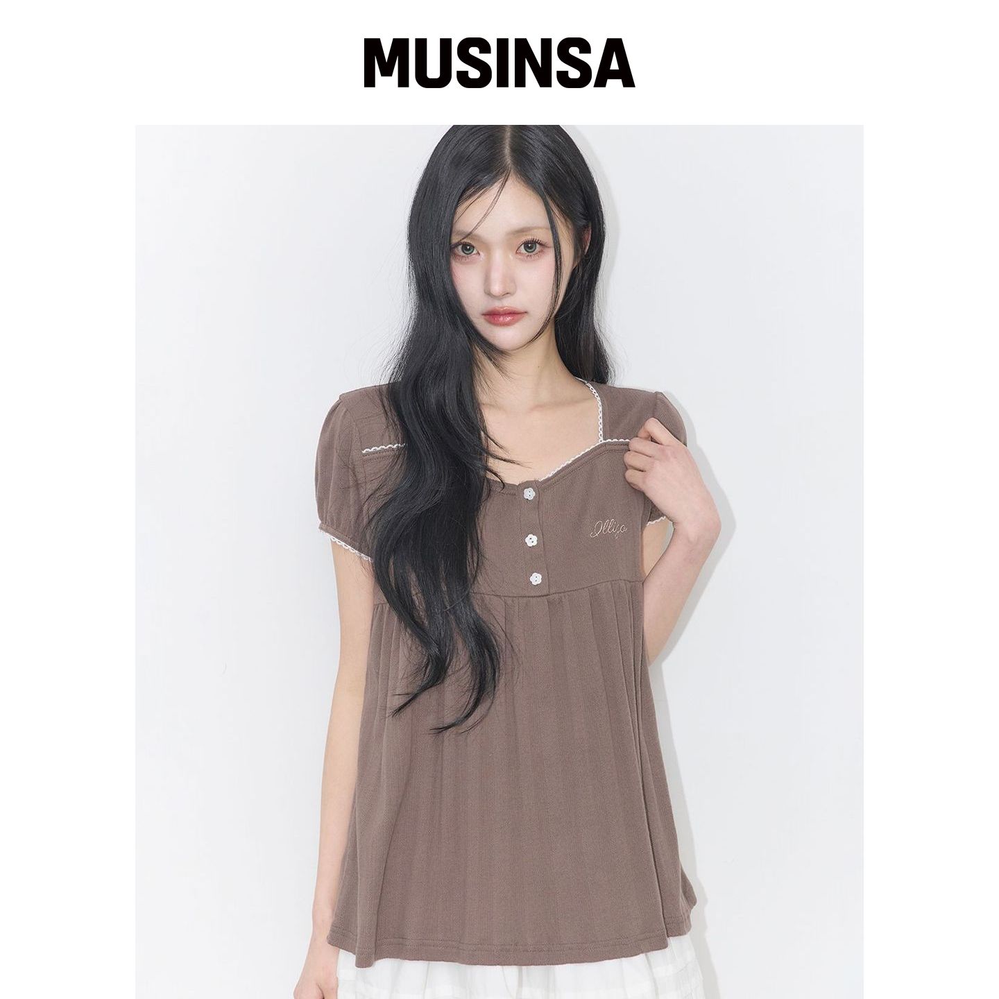 ILLIGO 褶皱上衣 棕色 MUSINSA韩国官网直邮进口图片