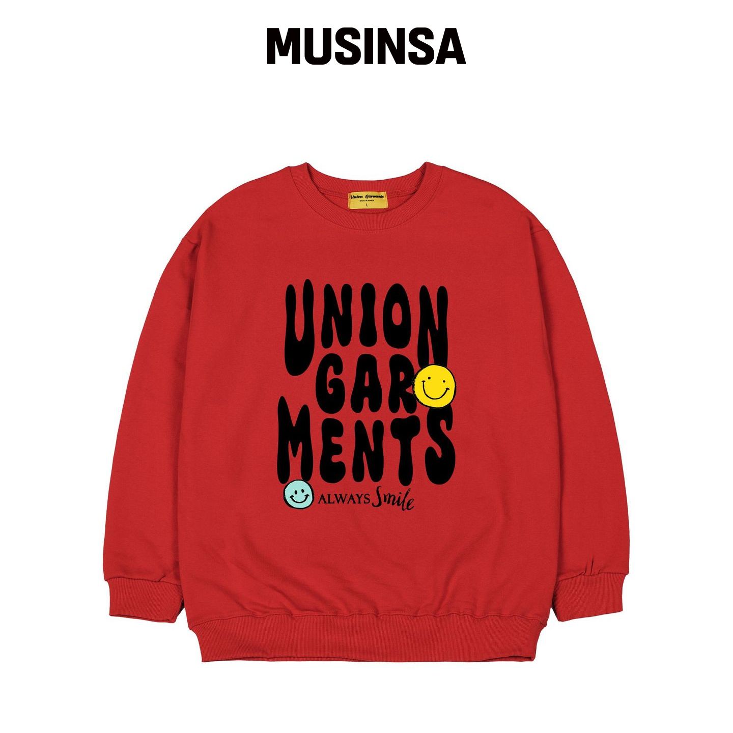 UNION GARMENTS [起毛]微笑服饰宽松运动衬衫 红韩国官网直邮进口