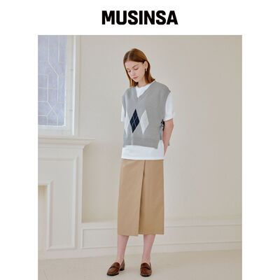 YUPPE COTTON WRAP SKIRT_BEIGE韩国官网直邮进口MUSINSA