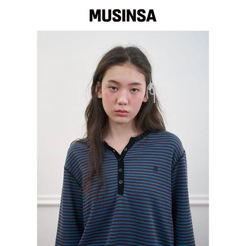 NOCONTENT 256. 吊带条纹T恤 _ 蓝色 MUSINSA韩国官网直邮进口