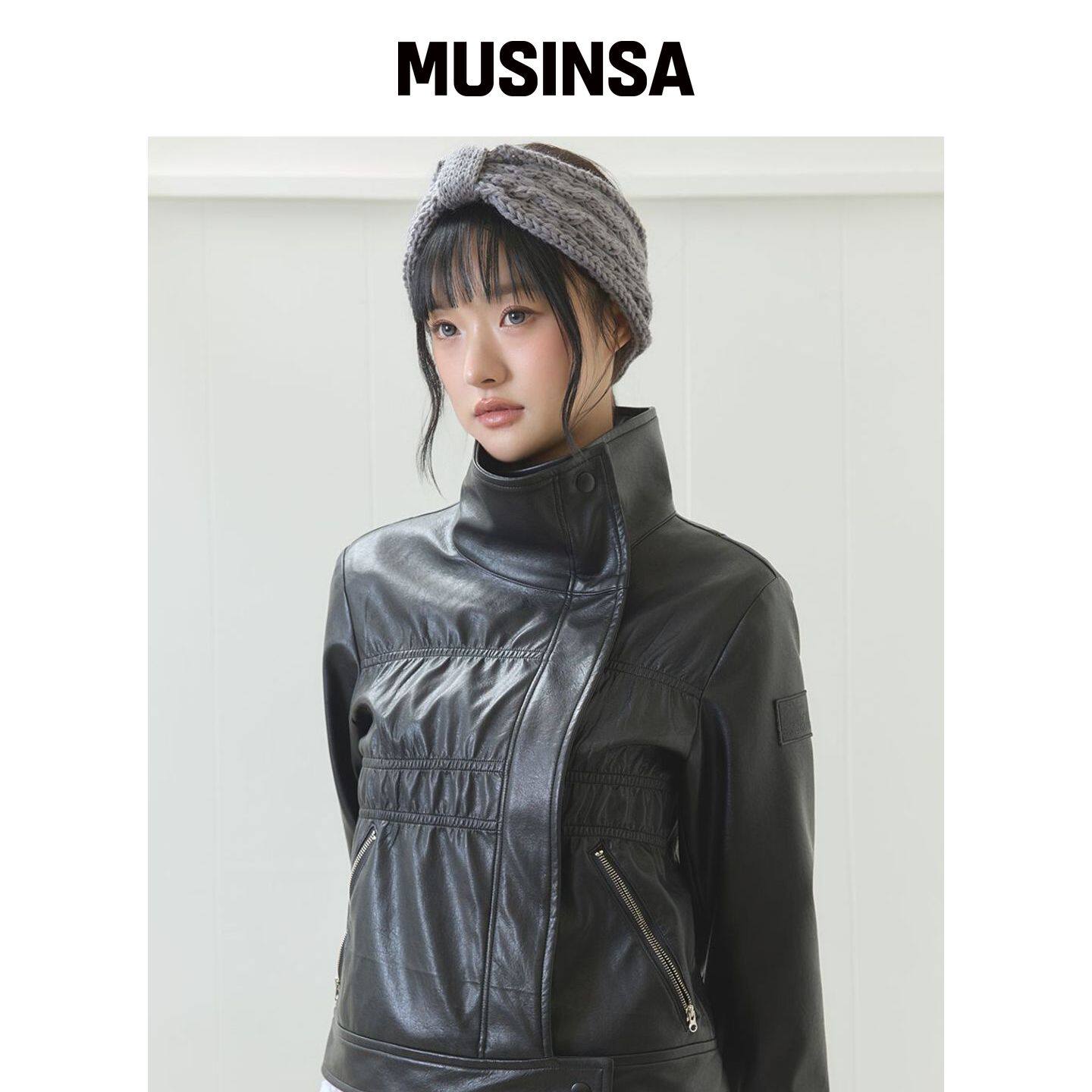 LUVISTRUE EL SHIRRING 皮革夹克(黑色) MUSIN韩国官网直邮进口