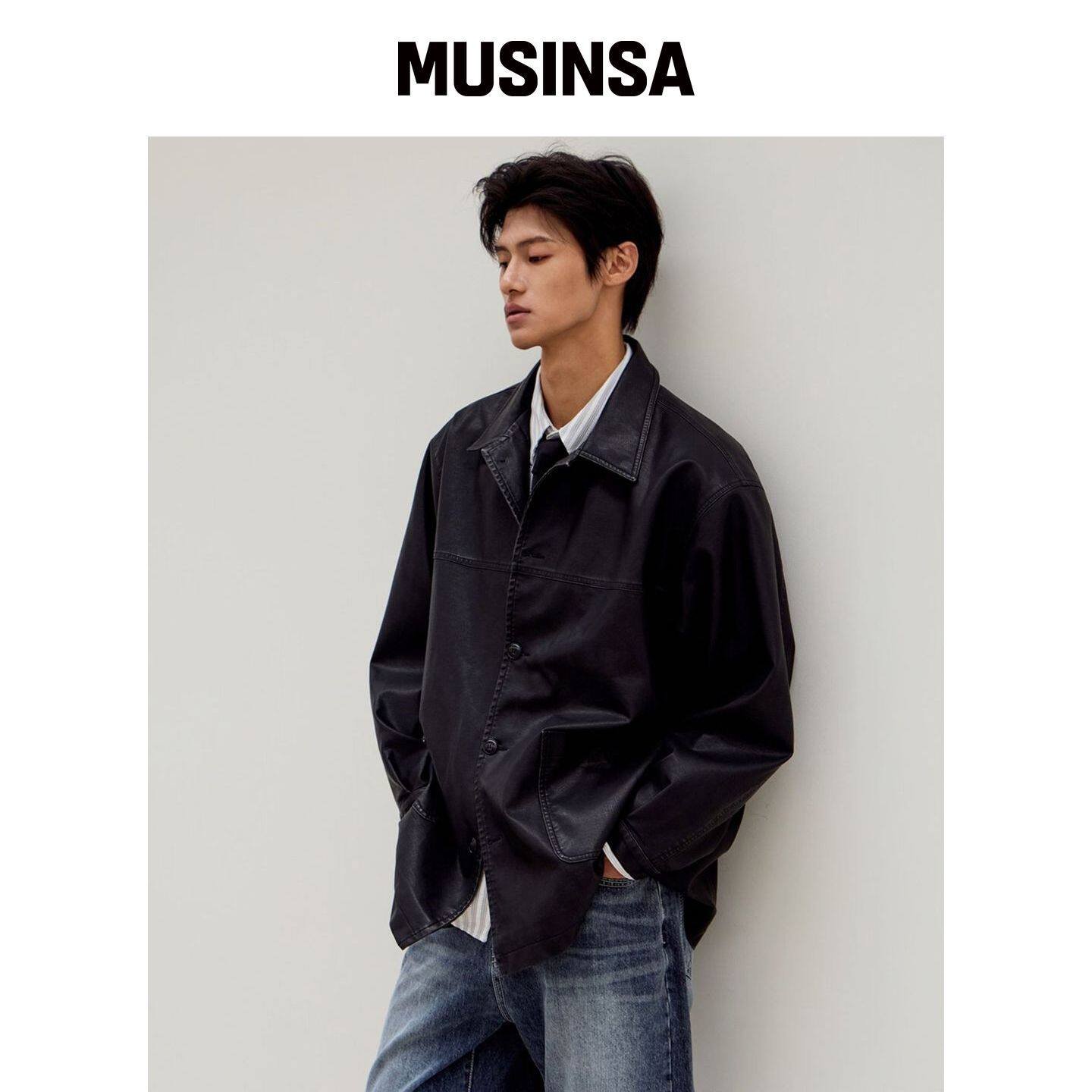 MOOD INSIDE VTG 皮革车款外套_黑色 MUSINSA韩国官网直邮进口