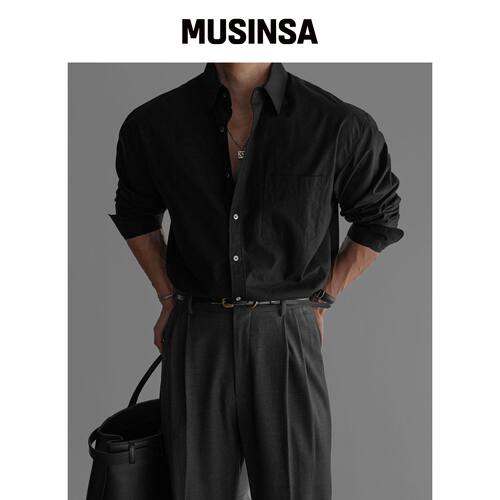 BOWLOW PRODUCT 基础款棉质衬衫 [黑色] MUSINSA韩国官网直邮进口
