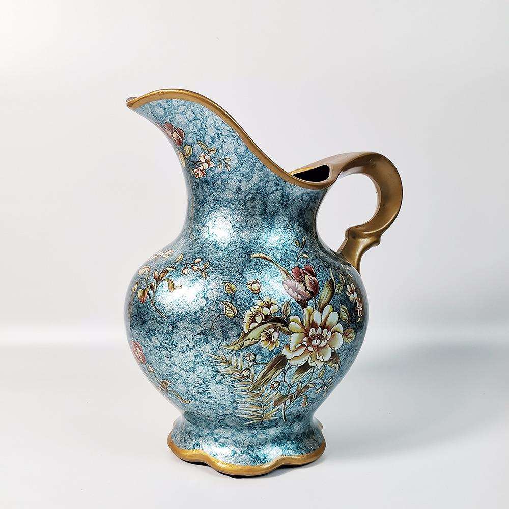 欧式轻奢工艺花瓶插花瓶陶瓷彩绘家居装饰品大号桌面花瓶客厅摆件