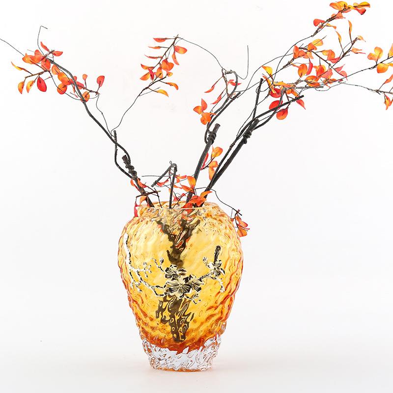 艺术玻璃花瓶果盘桌面组合搭配饰品摆件轻奢新中式样板房展厅摆设