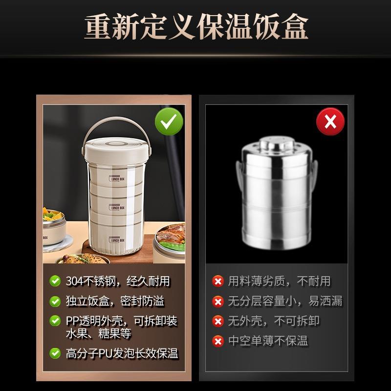 304食品级不锈钢饭盒学生便当盒上班族微波炉加热午餐盒日式饭盒