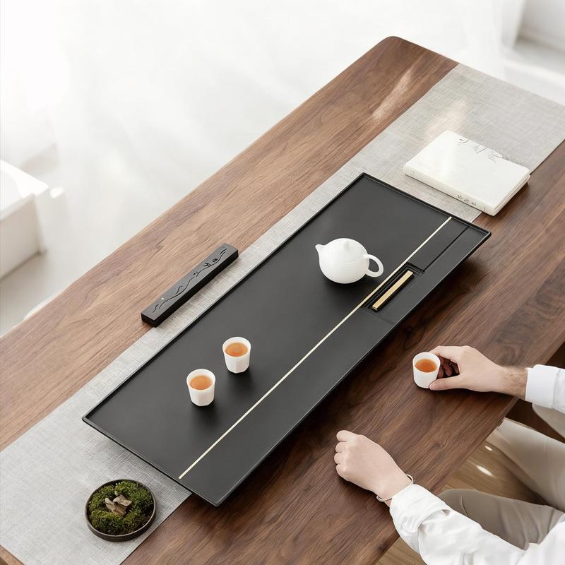 乌金石茶盘轻奢现代高级天然家用办公室茶台简约高档石盘茶具茶海