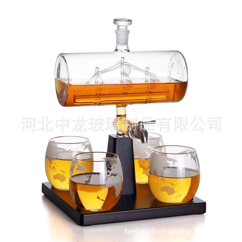 新款高硼硅玻璃帆船盛酒器套装玻璃泡酒瓶衡帆酒瓶工艺品摆件