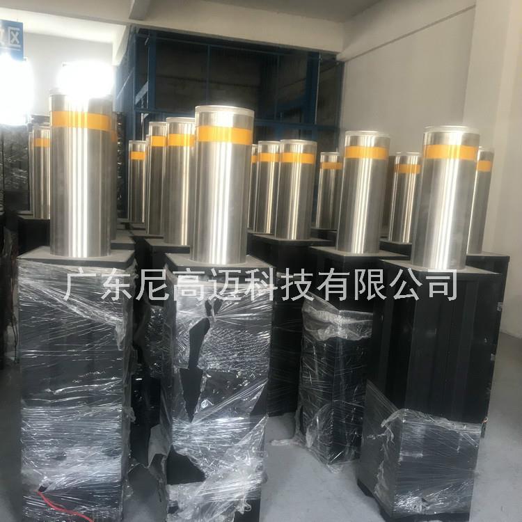 东莞中学门口电动液压一体式升降柱防撞护柱不锈钢止车路障伸降桩
