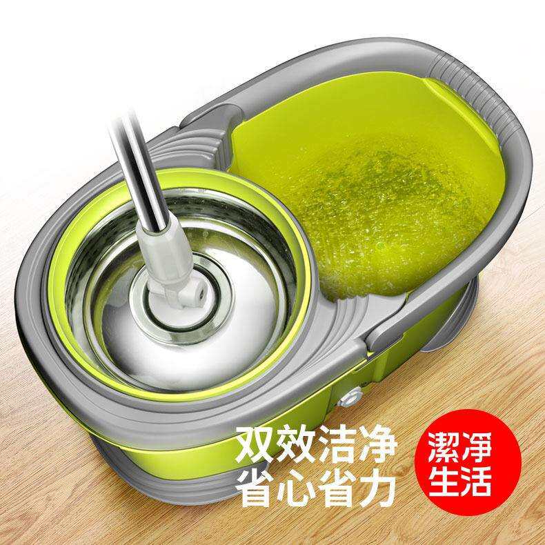 手压双驱动拖把组合旋转拖把不锈钢盘清洁桶干湿两用免手洗拖把