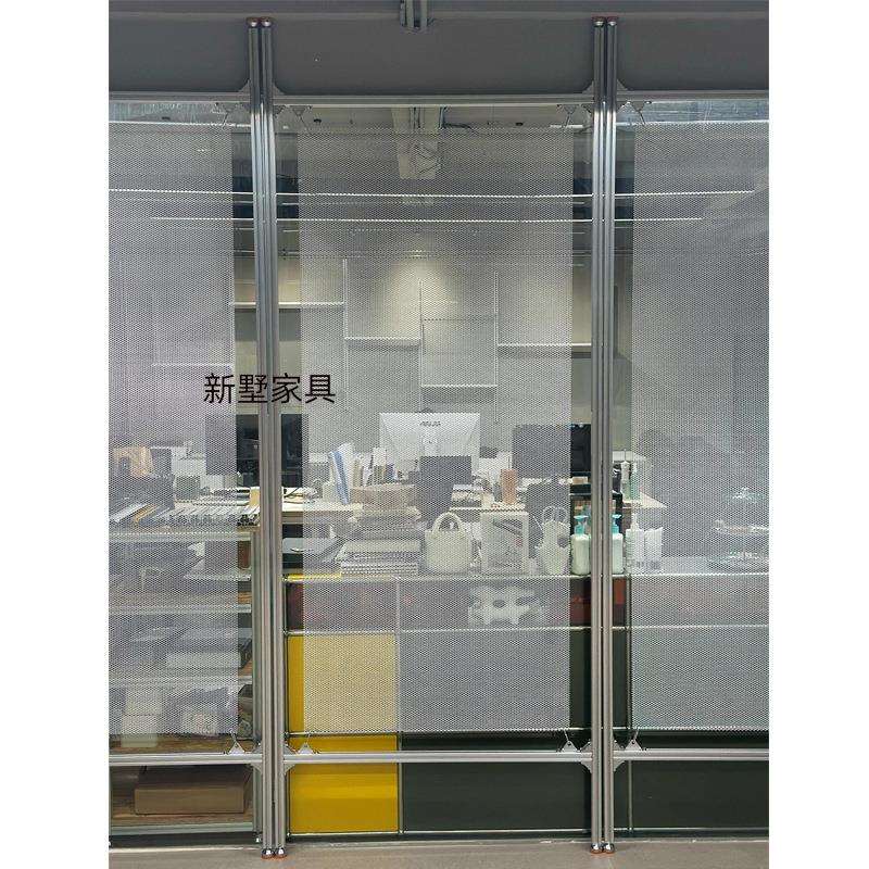 办公室玻璃展示柜透明展示架铝合金置物架落地式样品陈列柜