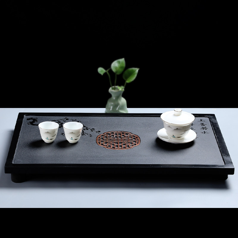 茶盘乌金石头茶海托盘石盘单块新中式家用天然排水式简约茶台复古