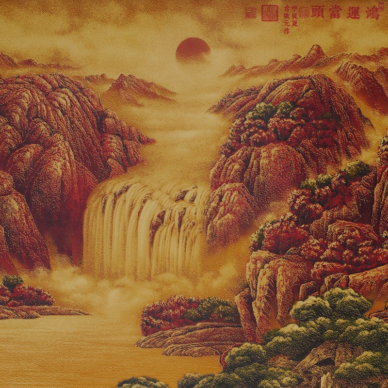 鸿运当头摆件客厅办公室高端大气装饰品画黄铜装饰画送礼长辈礼物