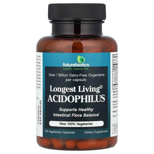 Futurebiotics,Longest Living® 嗜酸菌，100 粒素食胶囊
