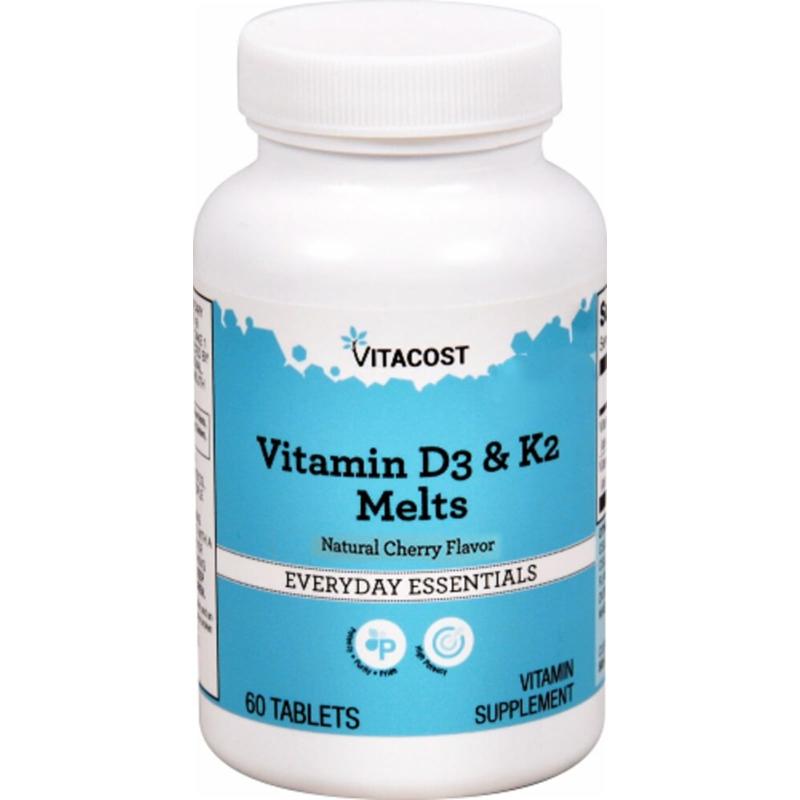Vitacost,Vitamin D3 & K2 Melts, Natural Cherry, 60 Tablets - 实物图