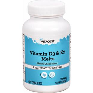 Vitacost,Vitamin D3 & K2 Melts, Natural Cherry, 60 Tablets