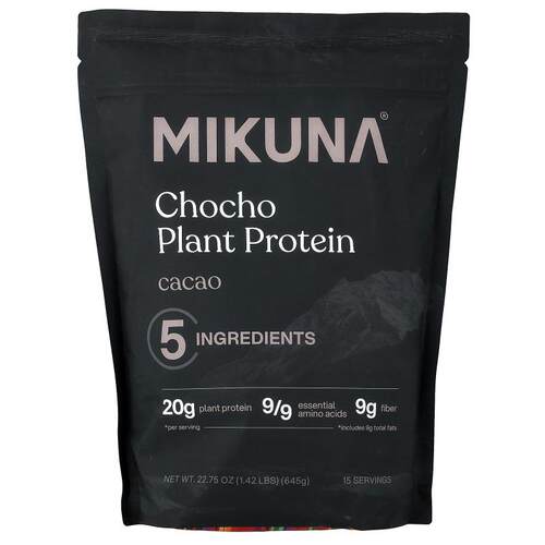 MIKUNA,Chocho 植物蛋白质粉，可可味，1.42 磅（645 克）