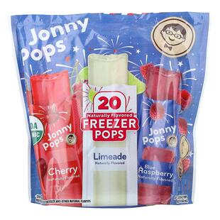 JonnyPops,Freezer Pops, Limeade, Cherry, Blue Raspberry, 20