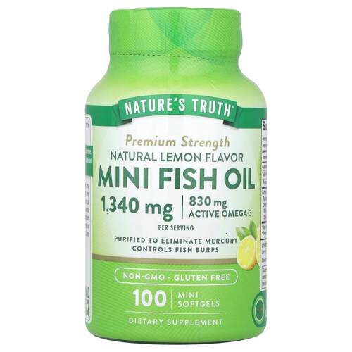 Nature's Truth,迷你鱼油，特强型，天然柠檬味，100 粒迷你软胶