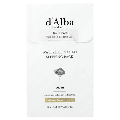 d'Alba,全水全素食包，12 包，每包 0.13 液量盎司（4 毫升）