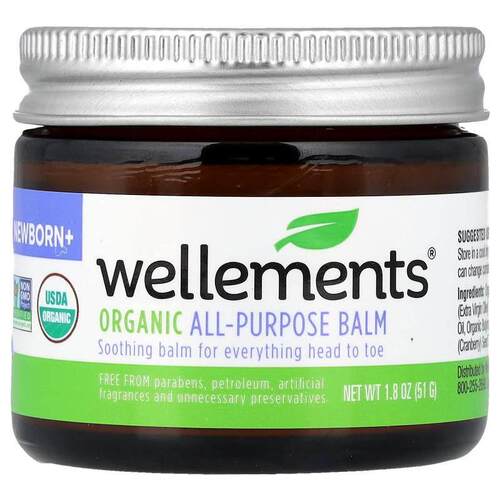 Wellements,Organic All-Purpose Balm, Newborn+, 1.8 oz (51 g)
