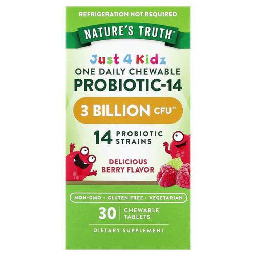 Nature's Truth,Just 4 Kidz，益生菌咀嚼片 -14，天然浆果风味，