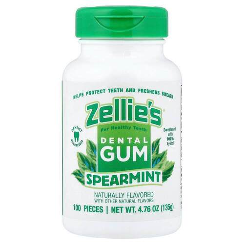 Zellie's,Dental Gum, Spearmint, 100 Pieces
