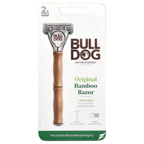 Bulldog Skincare For Men,原装柱剃刀，1 把剃刀和 2 个刀片盒
