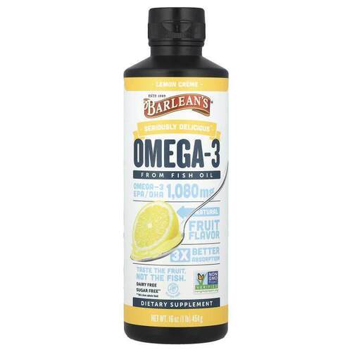 巴宁,Seriously Delicious®，Omega-3 鱼油，柠檬奶油味，16 盎司