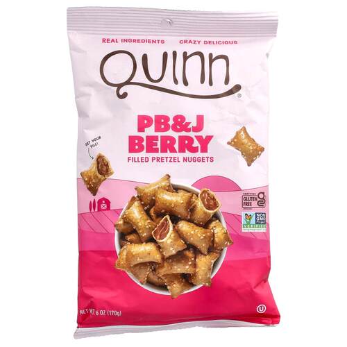 Quinn Popcorn,夹心 Pretzel Nuggets，花生酱浆果味，6 盎司（17
