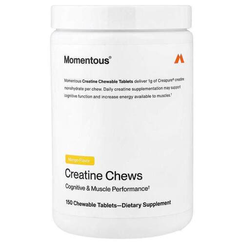 Momentous,Creatine Chews, Mango, 150 Chewable Tablets (1,000