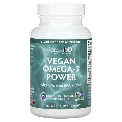 BrainMD,全素 Omega-3 能量，60 粒植物基软胶囊