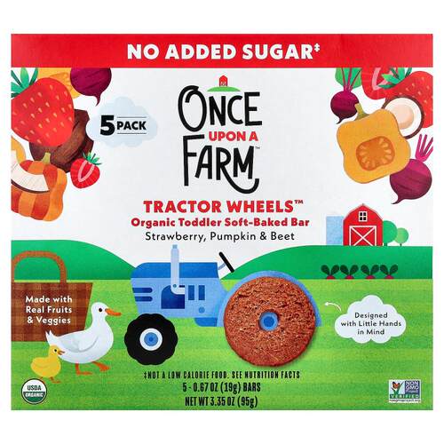 Once Upon A Farm,有机幼儿软烤棒，Tractor Wheels™，香蕉、南瓜