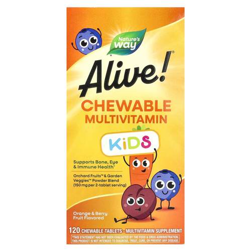 然萃维,Alive!® Kids，多维生素咀嚼片，2 岁以上，橙子浆果味，1