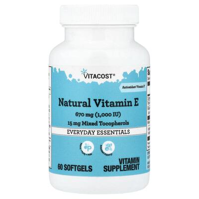 Vitacost,Natural Vitamin E, 60 Softgels