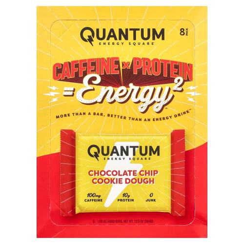 QUANTUM ENERGY SQUARE,巧克力碎曲奇面团，8 根，每根 1.69 盎司