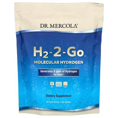 Mercola博士,H2-2-Go，分子氢，80 毫克，30 个双份包，60 片