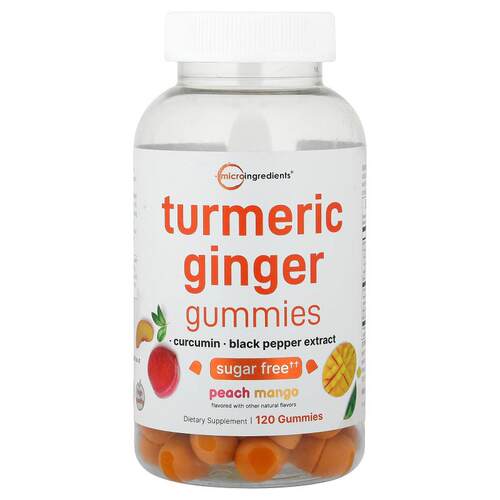 Micro Ingredients,Turmeric Ginger Gummies, Peach Mango, 120