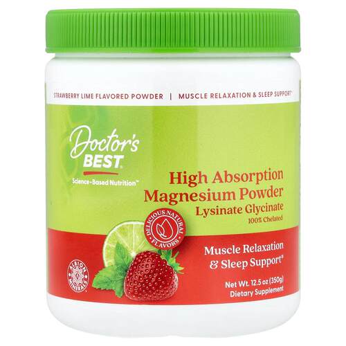 Doctor's Best,Magnesium Lysinate Glycinate Powder, Strawberr