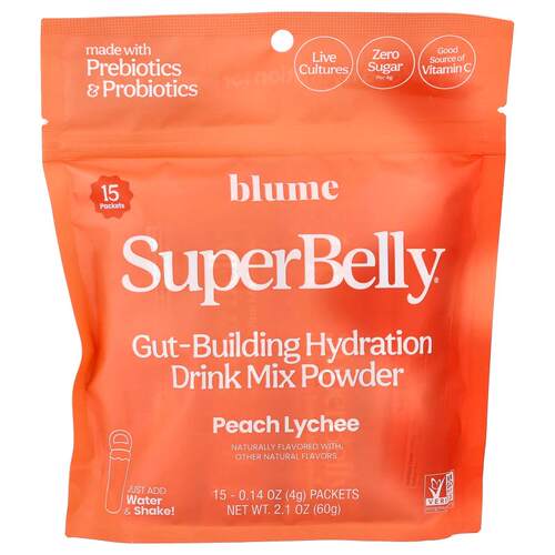 Blume,SuperBelly®, Peach Lychee, 15 Packets, 0.14 oz (4 g) E
