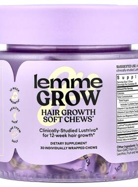 Lemme,Grow, Hair Growth Soft Chews, Mixed Fruit, 30 Individu