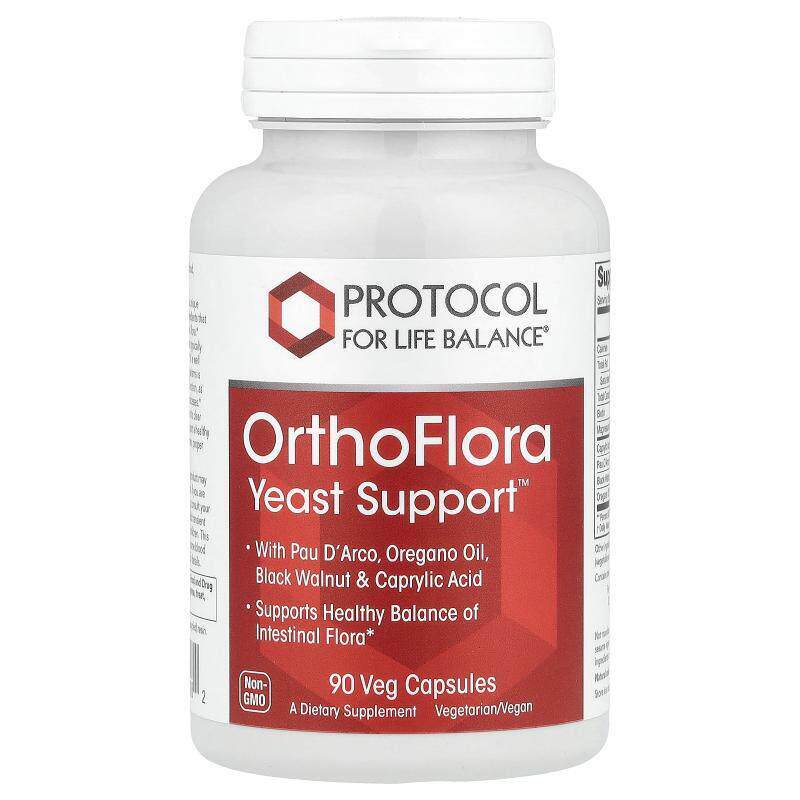 Protocol for Life Balance,OrthoFlora 酵母帮助，90 粒素食胶囊