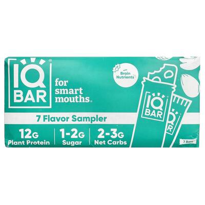 IQBAR,Plant Protein Bar, 7 Flavor Sampler, 7 Bars, 1.6 oz (4
