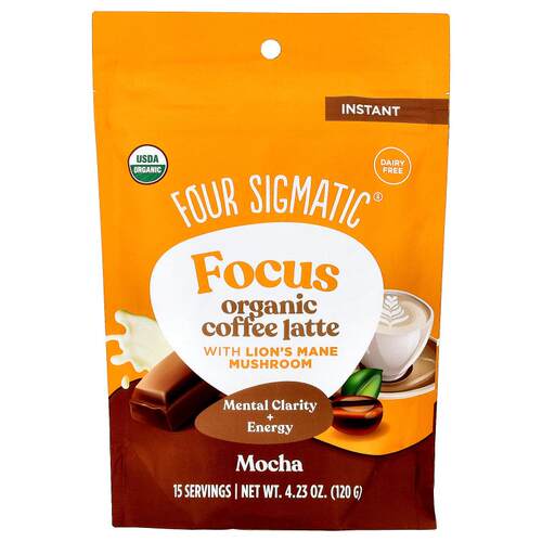 Four Sigmatic,专注力，有机速溶咖啡拿铁，含猴头菇，摩卡，4.23