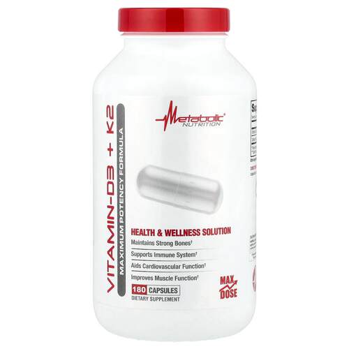 Metabolic Nutrition,维生素 D3 + K2，180 粒胶囊