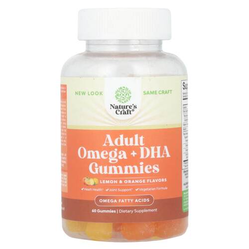 Nature's Craft,成年人 Omega + DHA 软糖，柠檬和橙子味，60 粒