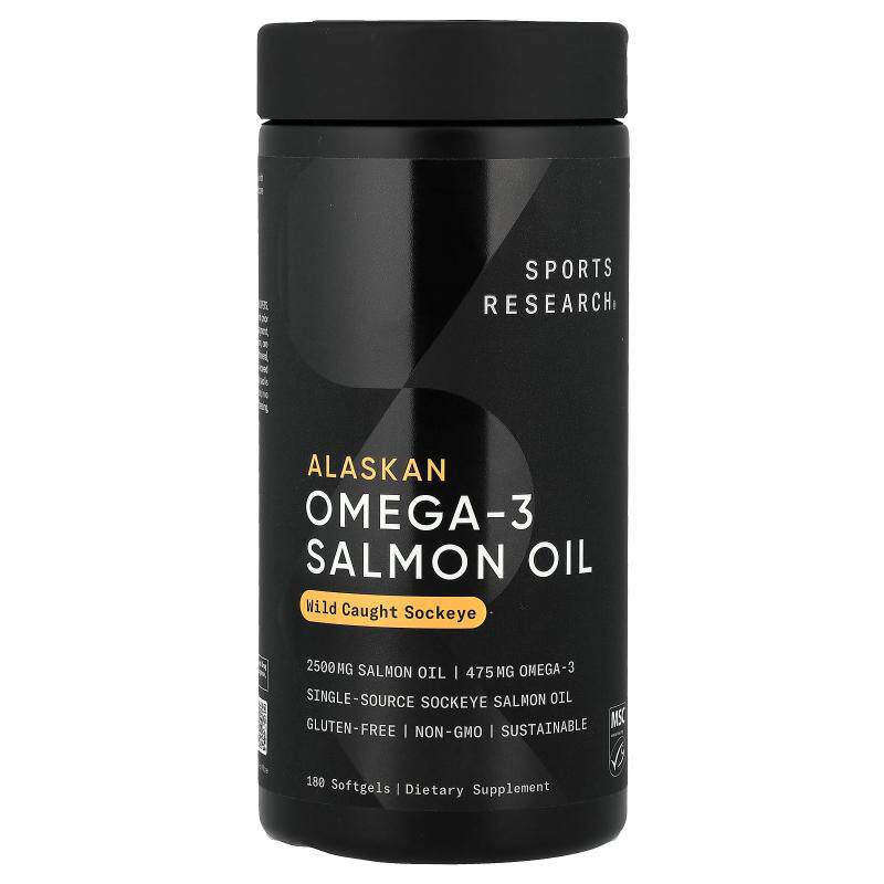 Sports Research,阿拉斯加 Omega-3 鲑鱼油，野生红鲑，180 粒软