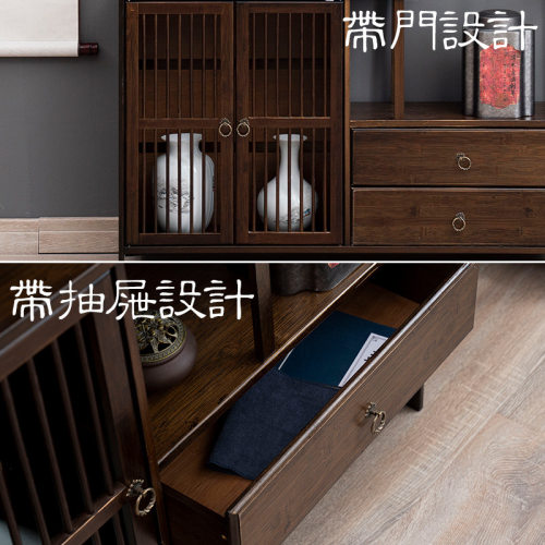 轻奢置物架书架隔断组合落地博古多层储物架展示办公屏风创意木艺