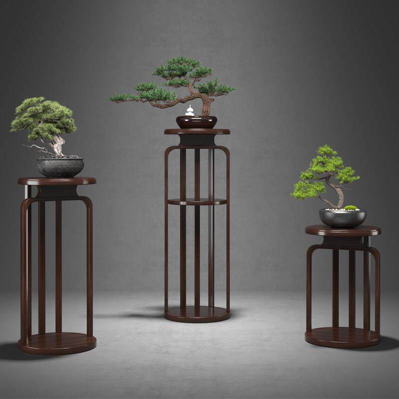 中台花架子客厅地式花实木圆形花台花圆形花台瓶花盆架202式4新落