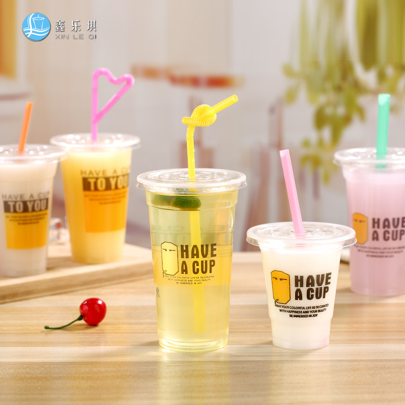 400毫升一次性塑料杯奶茶杯果汁饮料杯豆浆杯来一杯子6克定做包邮